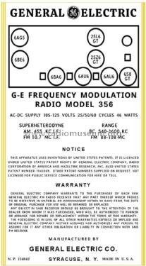 356 ; General Electric Co. (ID = 2992861) Radio