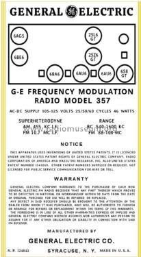 357 ; General Electric Co. (ID = 2992862) Radio