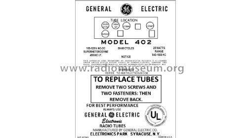 402 ; General Electric Co. (ID = 2779635) Radio