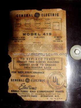 419 ; General Electric Co. (ID = 167262) Radio