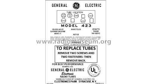 423 ; General Electric Co. (ID = 2779643) Radio