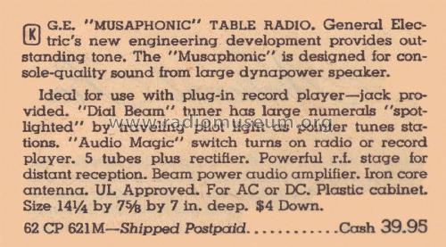 431 Musaphonic ; General Electric Co. (ID = 2078130) Radio