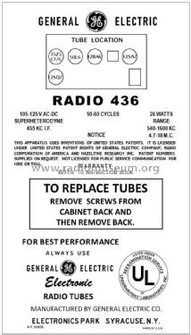 436 ; General Electric Co. (ID = 2784680) Radio