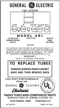 451 ; General Electric Co. (ID = 2918021) Radio