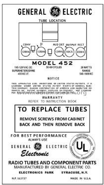 452 ; General Electric Co. (ID = 2784683) Radio