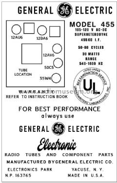 455 ; General Electric Co. (ID = 2942369) Radio