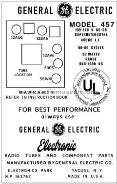 457 ; General Electric Co. (ID = 2942373) Radio