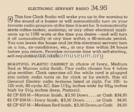 505 Order= 62 CP 655 M ; General Electric Co. (ID = 2027038) Radio