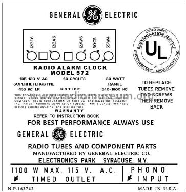 572 ; General Electric Co. (ID = 2841020) Radio