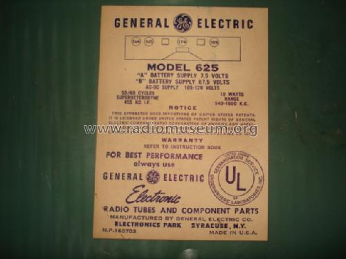 625 ; General Electric Co. (ID = 820038) Radio