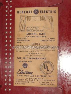 646 ; General Electric Co. (ID = 1847911) Radio
