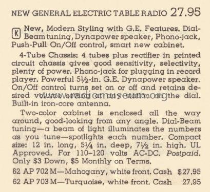 703 ; General Electric Co. (ID = 2106364) Radio