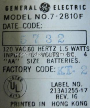 7-2810F ; General Electric Co. (ID = 814962) Radio