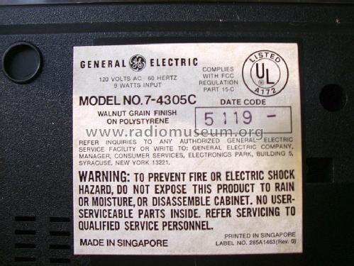 7-4305C; General Electric Co. (ID = 1523236) Radio