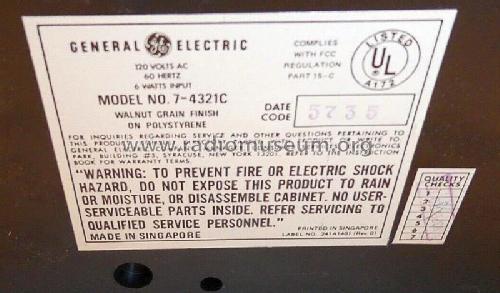 7-4321C ; General Electric Co. (ID = 2858900) Radio