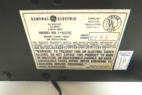 7-4321C ; General Electric Co. (ID = 759046) Radio