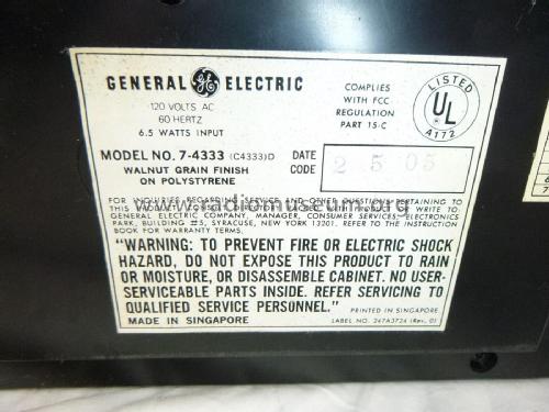 7-4333; General Electric Co. (ID = 2858179) Radio