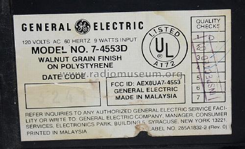 7-4553D ; General Electric Co. (ID = 1197495) Radio