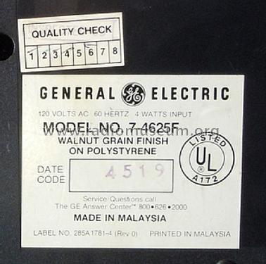 7-4625F; General Electric Co. (ID = 1485492) Radio