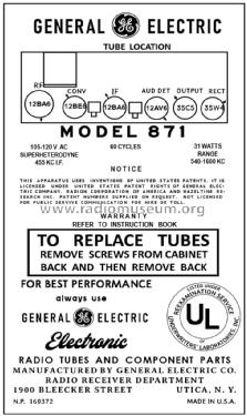 871 ; General Electric Co. (ID = 3005934) Radio