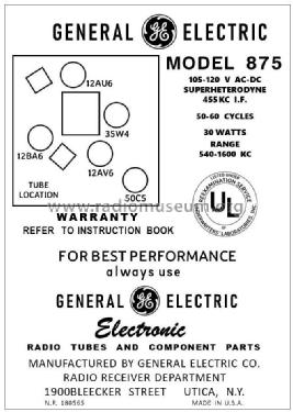 875 ; General Electric Co. (ID = 2779625) Radio