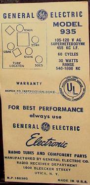 935 ; General Electric Co. (ID = 1452482) Radio