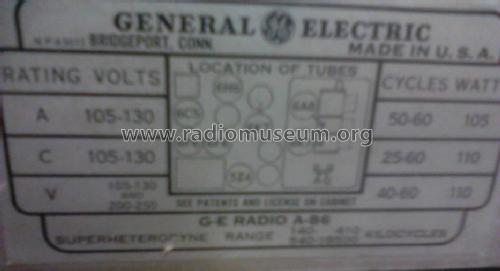 A86 ; General Electric Co. (ID = 1638673) Radio