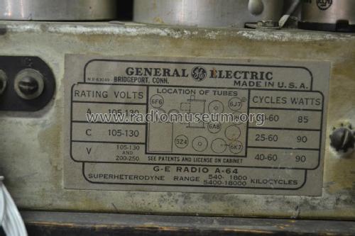 A-64 ; General Electric Co. (ID = 2359302) Radio