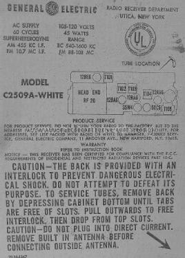 C2509A-White; General Electric Co. (ID = 1240546) Radio