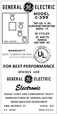 C399 ; General Electric Co. (ID = 2837770) Radio