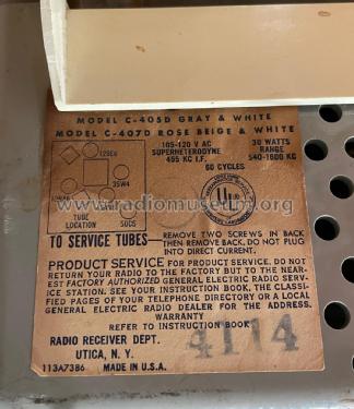 C405 ; General Electric Co. (ID = 2898912) Radio