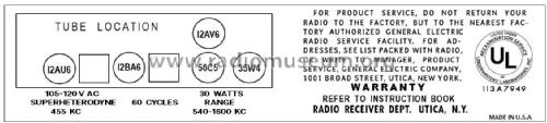 C416A ; General Electric Co. (ID = 2787333) Radio