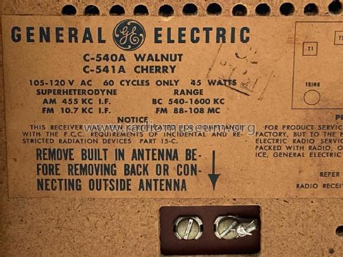 C540A ; General Electric Co. (ID = 2859015) Radio