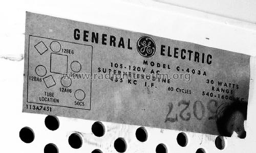 C-403A; General Electric Co. (ID = 1611751) Radio