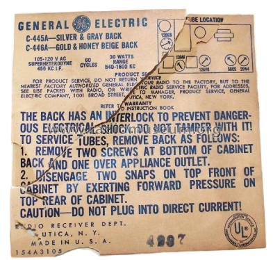 C-446A ; General Electric Co. (ID = 2566575) Radio