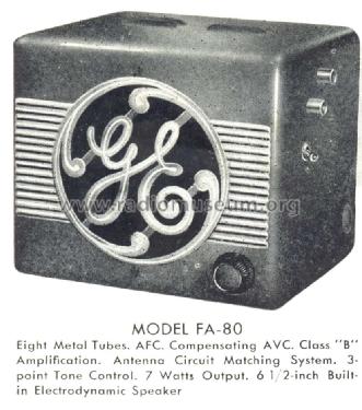 FA-80 ; General Electric Co. (ID = 1001697) Car Radio