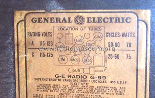 G-99 ; General Electric Co. (ID = 265388) Radio