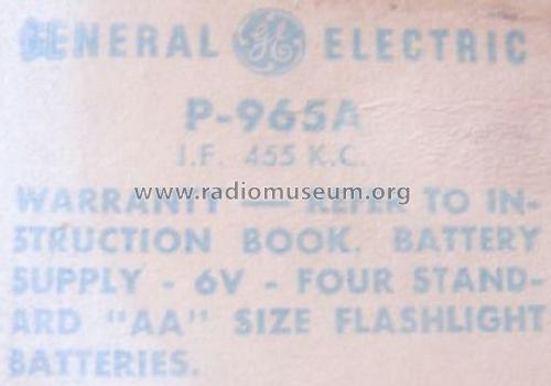 Globestar P965 ; General Electric Co. (ID = 614259) Radio