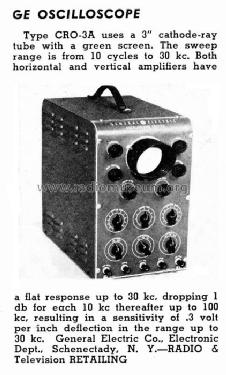 Oscilloscope CRO-3A; General Electric Co. (ID = 1145395) Equipment