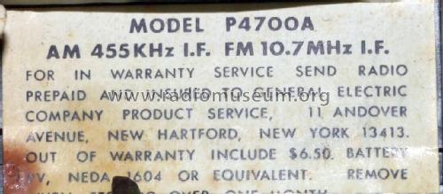 P4700A ; General Electric Co. (ID = 2022209) Radio