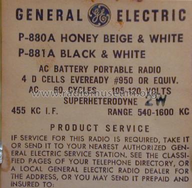 P-880A ; General Electric Co. (ID = 1073297) Radio