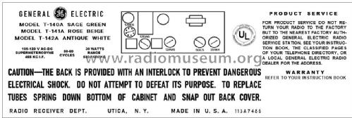 T140A ; General Electric Co. (ID = 2889711) Radio