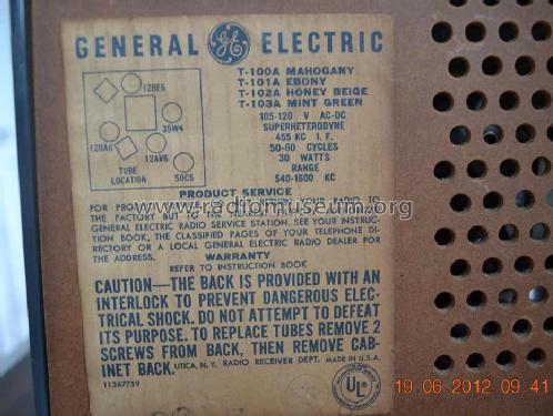T-101A ; General Electric Co. (ID = 1293852) Radio