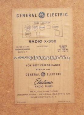 X-332 ; General Electric for (ID = 3012912) Radio