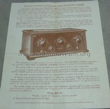 Six-Sixty-Three ; General Instrument (ID = 1620848) Radio