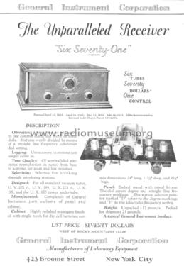 SixSeventyOne ; General Instrument (ID = 1199363) Radio