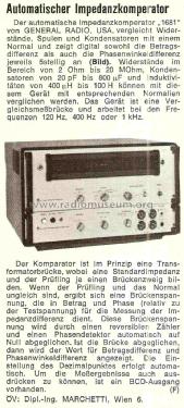 Impedanz-Komparator 1681; General Radio (ID = 1113874) Ausrüstung