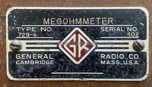 Megohmmeter 729-A; General Radio (ID = 2684644) Equipment