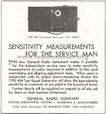 Test-Signal Generator 404; General Radio (ID = 763918) Equipment