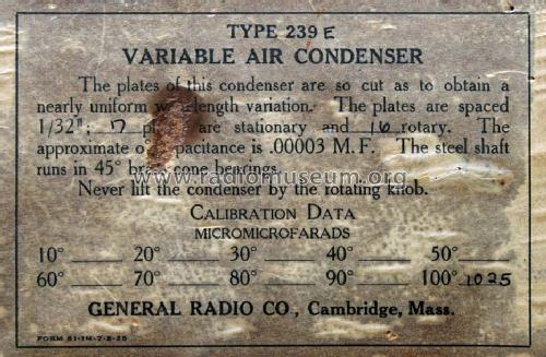 Variable Air Condenser 239-E; General Radio (ID = 1436883) Radio part